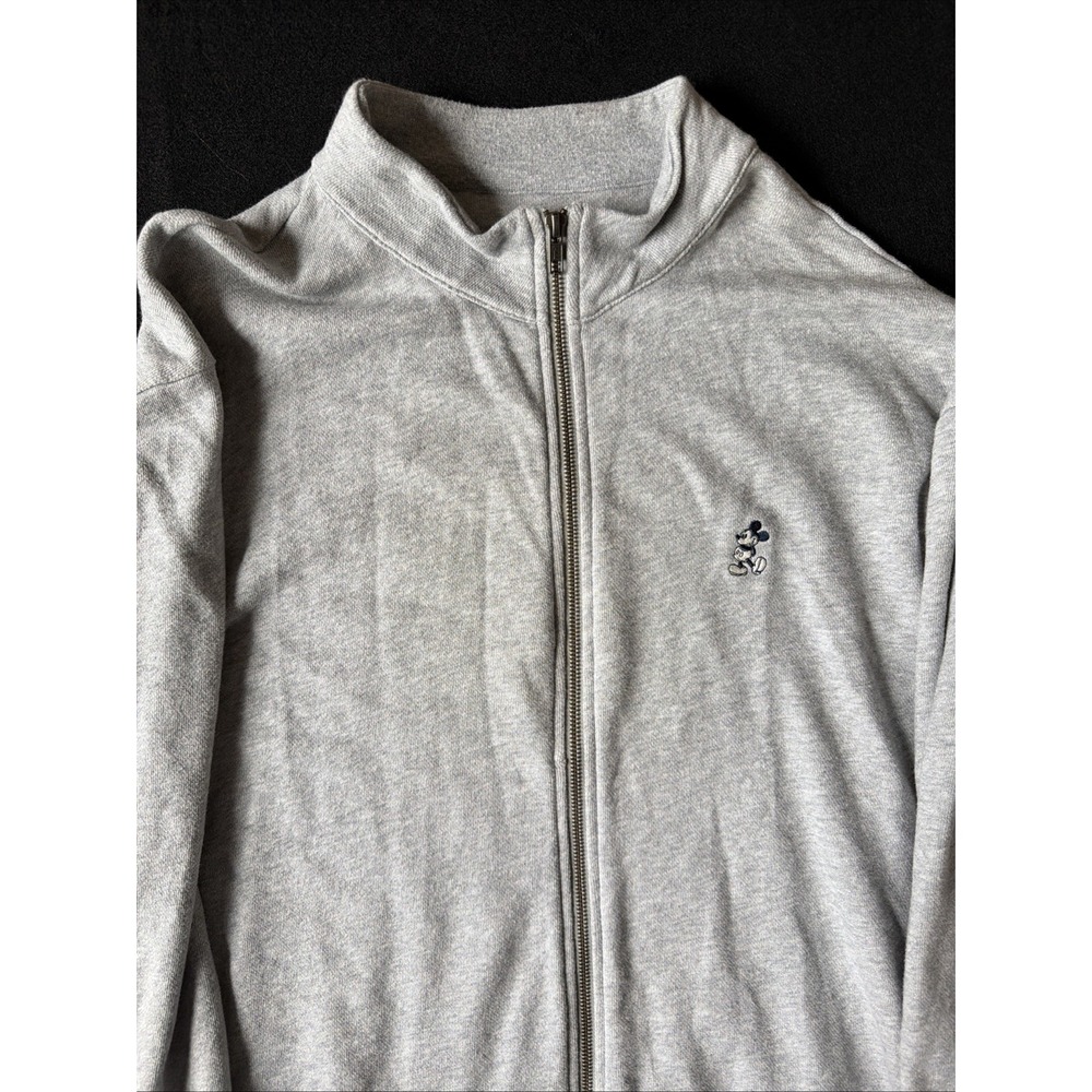 Disney Parks Mickey Mouse Embroidered Unisex Gray Zip Up‎ Sweatshirt Large